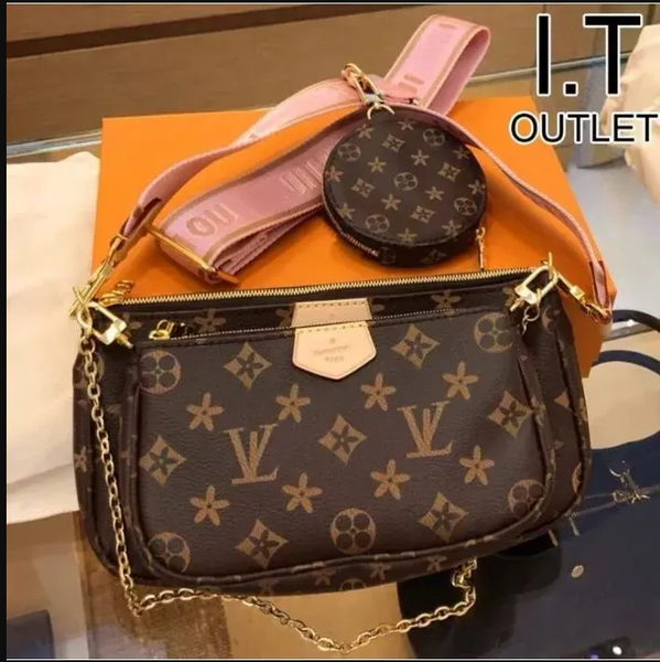 

7A Multi Pochette Accessories Designer Bags Old Flower Brown Three in One Shoulder Bag Clutch Emed Fashion Women Messenger Wallet M44840, 9#