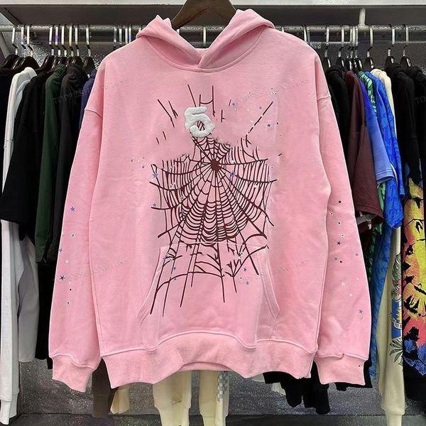 

designer hoodie sp1der pink hoodie Mens sp1dere Hoodies for men Y2K Sweatshirts Hoody Women polo grid five 555 cobweb pink hoody Tracksuit graphic Printing, A4