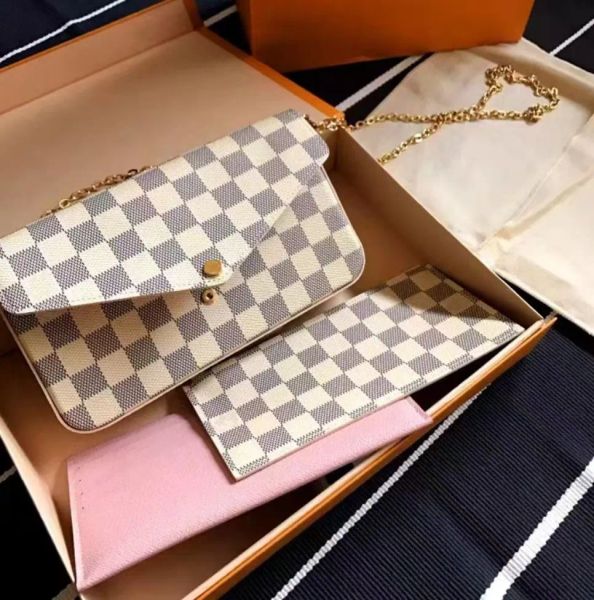 

Handbags Crossbody Bag purse wallet 3pcs set Women Classic Luxury Designer Pochette Felicie Leather Shoulder bags, Cream