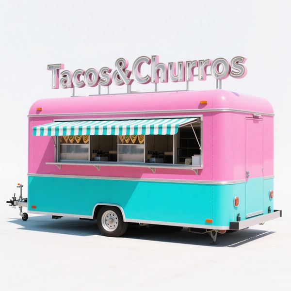

Compact Mobile Food Truck for Outdoor Events, Counter & Storage Cabinets Ideal for Catering at Festivals, Markets & Parties