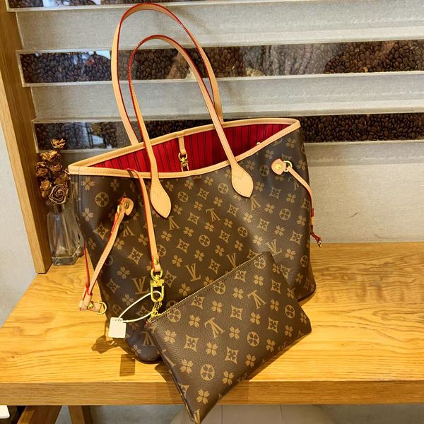 

High quality Fashion Bags Classic neverfulss MM GM designer pochette handbags leather Women totes with zipped pouch crossbody shoulder bag purse wallet, Cream