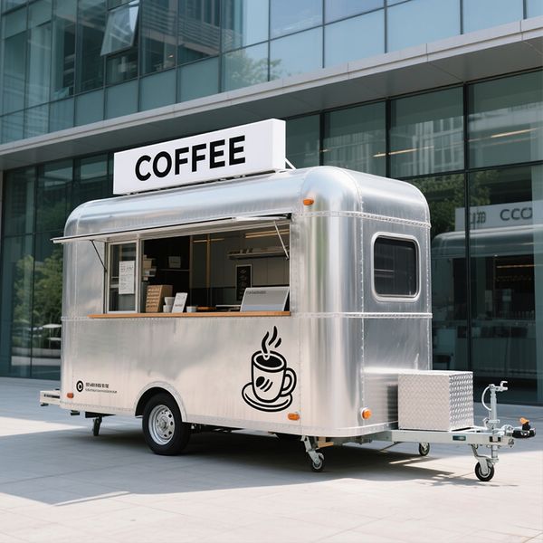 

Outdoor Ice Cream Coffee Van Trailer Fast Food Cart Dessert Mobile Airstream Food Truck Trailer