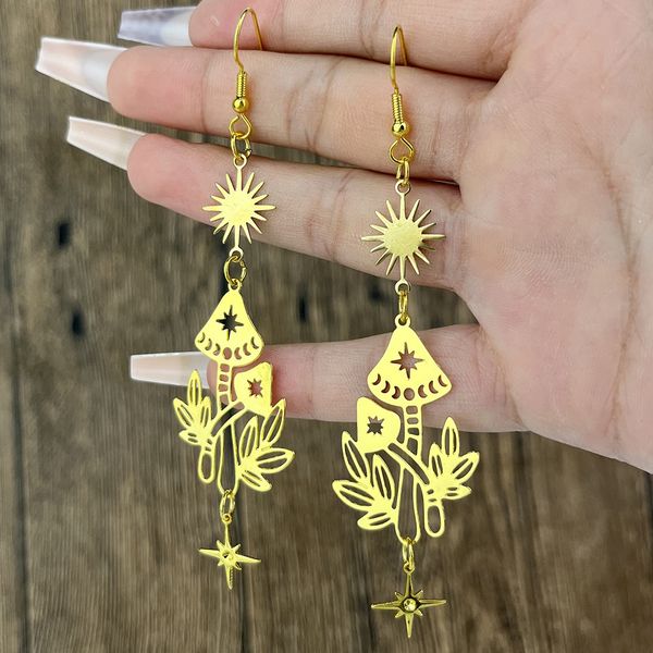

European And American Cross-Border Personality luxury designer Hollow Mushroom Flower Butterfly Tassel Pendant Simple Moon free shipping Earrings Jewelry