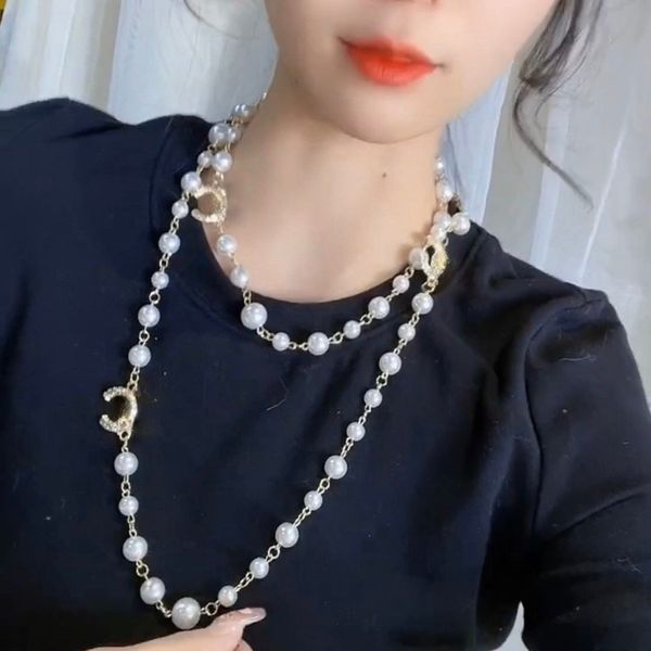 

Luxury Classic Necklace Designer Pendant Necklace Gold Plated Crystal Pearl Bracelet Necklace Women Party Jewerlry