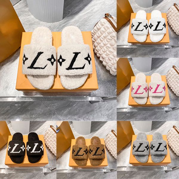 

Designer Wallet Wool Slippers Womens Ladies Fur Slides Luxury Winter Warm Letters Paris Sandals Mens Comfortable Fuzzy Flat Girl Home Fluffy Furry With Strap 35-46, #08