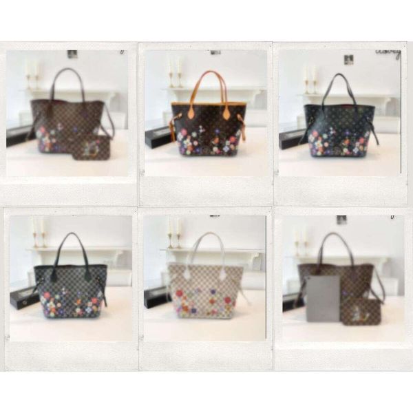 

designer 2Psc Set Handbags Large Capacity Letter Printed Women Bag Ladies Leather Tote Shoulder Bags 13675, Black