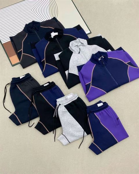 

Cross-border Spring and Autumn New Men's Knit Color-blocked Sports Casual Suit 4 colors, Black