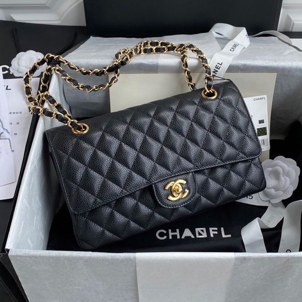 

cc bag Designer bag chanelll bag 10A Luxury bag women's shoulder bag caviar black cow gold crossbody bag premium lychee leather chain sheepskin wallet classic handbag, C-17-26cm sheepskin