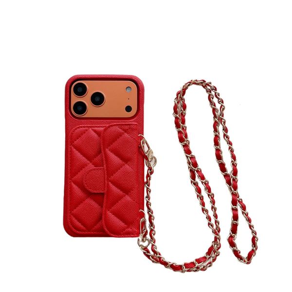 Leather Quilted Card Holder Phone Case iPhone 17 Pro Max Style Apple 16/15/14 Lychee Pattern Hard Case