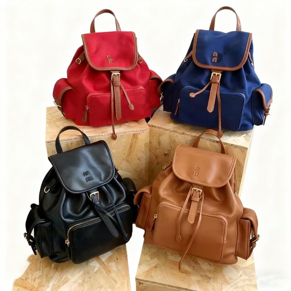 Classic Brand MM Women Backpack Letter MM Canvas Lager Backpack Leather Black Red School Bag Laptop Bag for Girls Lady Blue Totes Outer Sports Bags for Men Tow Size