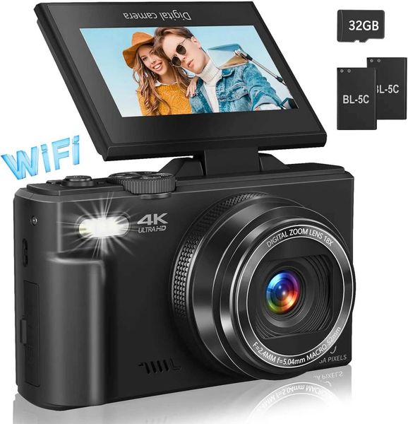 18X Digital Zoom Cameras for Photography 4K YouTube Vlog Video with 3 Flip Sn Anti-shake Selfie CamcorderXJ251203