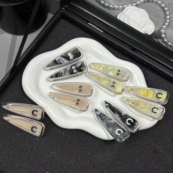 

Women Triangle Letter Hair Clip Black White Fashion Letters Barrettes with Stamp Top Quality Gift for Love Girlfriend