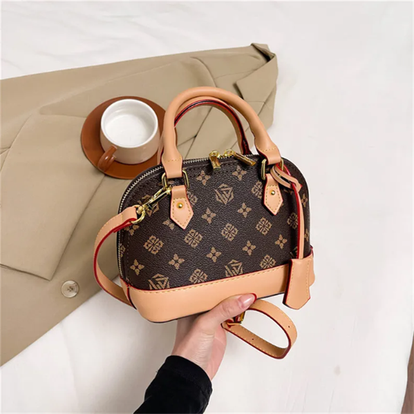 

Allmas BB Top Handle Shell Handbag with Luxury Carrying Bag Backband Womens Classic Printed Leather Shoulder Bag Mens Wallet Cross body Handbag 2026, Brown