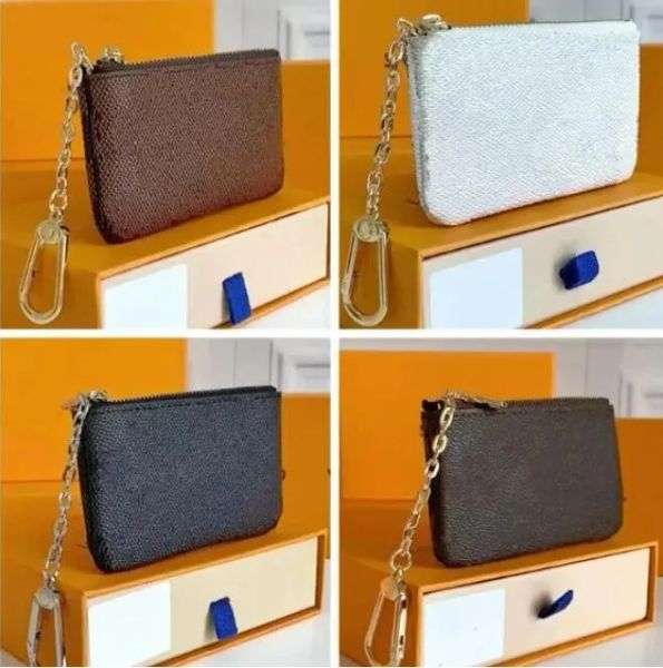 

3A Designers change money purse pouch wallet KEY POUCH POCHETTE Designer Coin chains ring Credit Card Holder Luxury Mini Wallet Purse Crossbody Bag, Brown grid