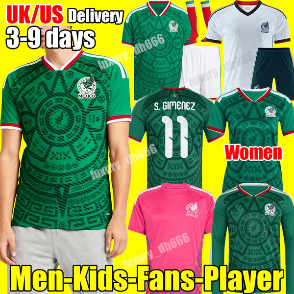 

2026 World Cup Mexico soccer jersey 4XL . GIMENEZ E. ALVAREZ R. ALVARADO L. CHAVEZ J.VASQUEZ L.MALAGON home away goalkeeper long fans player adult kids kit football shirt, 2026 gk adult