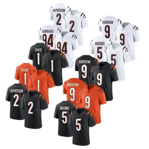 

Embroidered Rugby Jerseys, Custom Made in Football Jerseys Style 9 Burrow 5 Higgins, Orange