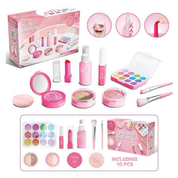 Kids Pretend Makeup Play Set for Ages 3-6 Girls Childrens Cosmetic Simulation Toy Kit Fashion Styling Beauty Set For Girls Y251205
