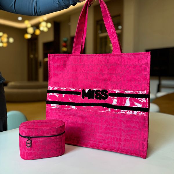 

Designer Miss Classic Cosmetic Beauty Pouch Makeup Organizer Lipsticks Storage Case Shopping Tote Bag with Gift Box, Sky blue