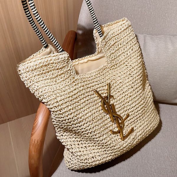 

New Woven Bag Designer Bag tote bag Women's Summer Straw Tote Bag Natural Woven Large Capacity Beach Vacation Handbag Fashion Casual Commuter Shopping Bag Beige Bag 3A, Y_29