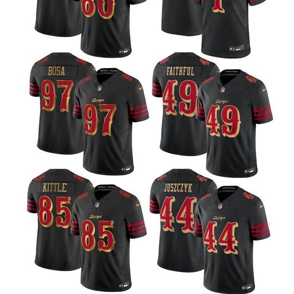 

97#bosa 80#rice 23#mccaffrey 85#kittle embroidered rugby jersey, Black