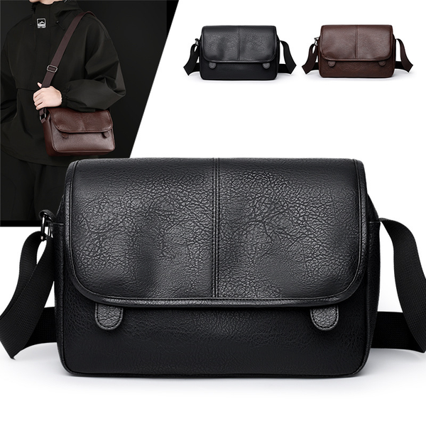 

Business man commuting crossbody messenger bags men designer waterproof multi-functional leather bag single shoulder black