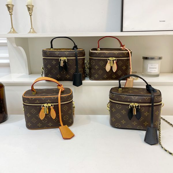 

Designer Brown Classic Fashion Pretty Makeup cowhide high quality toiletries Travel Bag Women's Tote Multi-colored bag, No.9