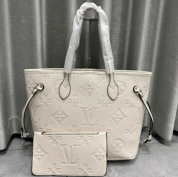 

Designer 2pcs Set Embossed black Flower Evening Leather Luxury Handbags Women Shoulder Bags Fashion Composite bag Lady beach Clutch Tote Bag Purse Wallets, Beige embossed big flower