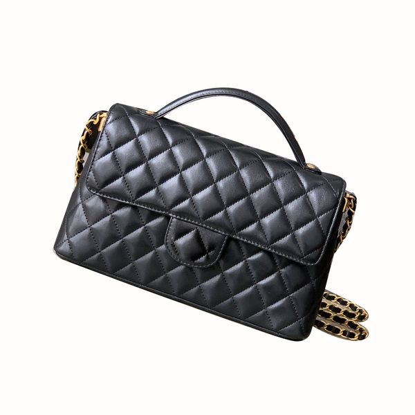 

Top Handles Bag Womens Metal Chain Bag Leather Caviar Shoulder Bag 10A Tweed Bag Flap Bag Handbag Crossbody Bag Stylish Clamshell Bag 25P, Pink