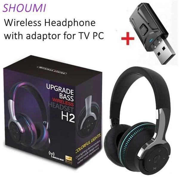 Tv Headphones Wireless Headphon with Mic USB Adaptor Headset Noise Canceling Stereo Foldable Bass for TV Earphone M251208