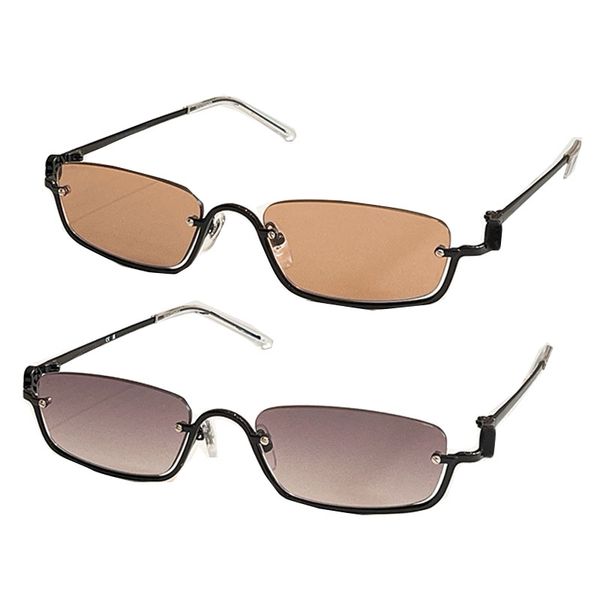 

26SS Fashion Men Women Rectangular Gold Metal Half frame Glasses Integrated Lens Rectangular frame Glasses Top quality Outdoor Party Glasses UV400