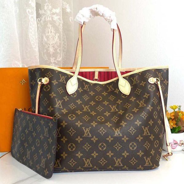 

louissvuittion 10A tote bag designer bag Neverfull luxury bag hangbag vintage mother bag tote bag large capacity shopping bag hand-held shoulder bag fashionable bag, Pink