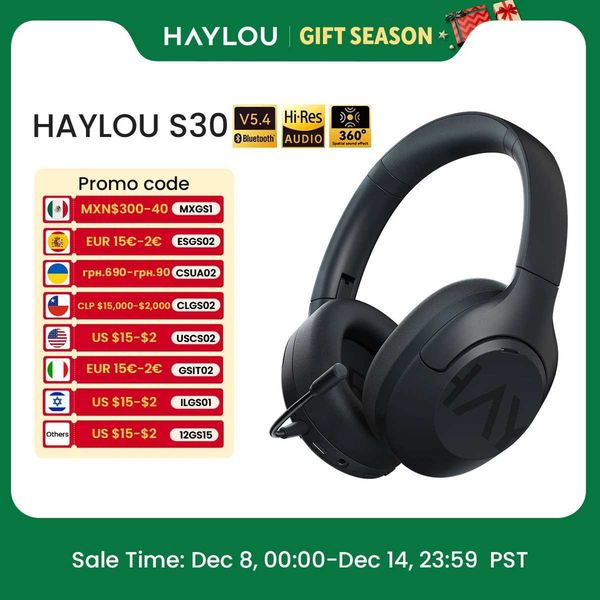 HAYLOU S30 Wireless 54 Headphones With Mic Noise Cancelling Headsets Hi-Res Audio 43dB Active 40mm Driver Earphones M251208