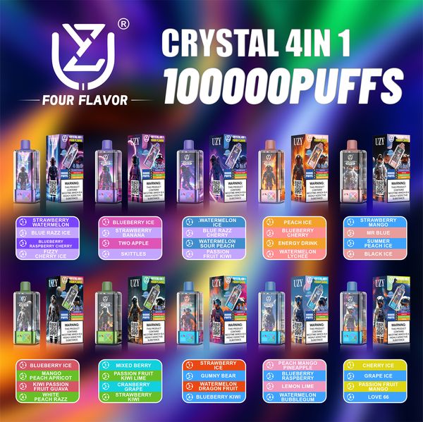 

Crystal 100K UZY Crystal 4 in 1 100000 Pufs Puff 100K 50K 20K 60K 150K Flavors Disposable E Cigarette Vapn Puf Crystal Puffs 100K Vap Vaper Waspe BANG ALFAKHE Vape, Multi-color