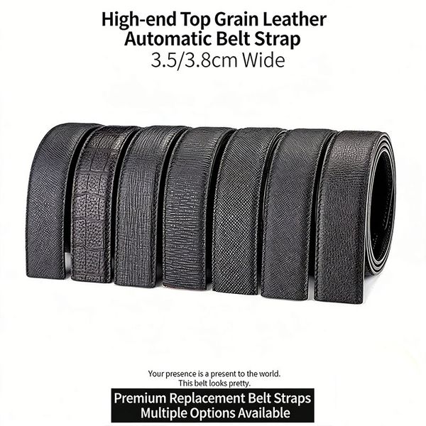 

3.5/3.8cm Men's Automatic Leather Belt with Replacement Buckle (without buckle), Bubble gloss texture