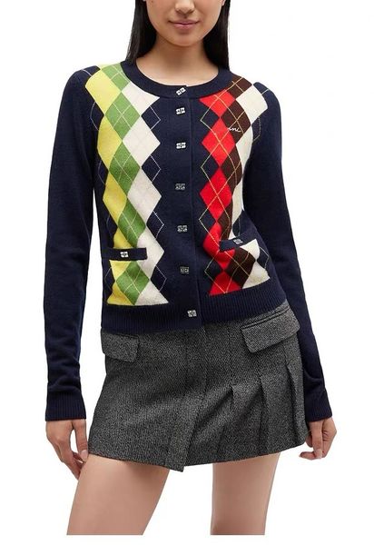 

25ss High Quality New Letter Embroidered V-Neck Knit Stretch Diamond Plaid POLO Collar Women Designer Wool Knitted Casual Loose Cardigan Sweater Coat Tops tn, Burgundy