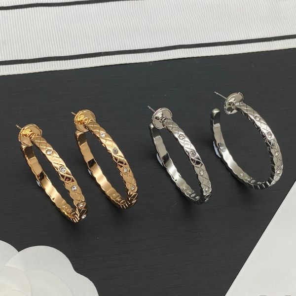 

Women's Classic Hoop Earrings Designer Earrings with Diamonds Luxury Brand Earrings 18k Gold Plated Earrings High-quality with Logo