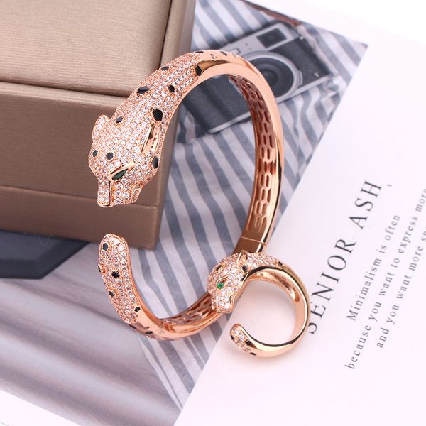 

European and American Style Cross-Border New Fashion Leopard Bracelet Micro-Inlaid Resin Leopard Ring Bracelet Set for Women Wholesale
