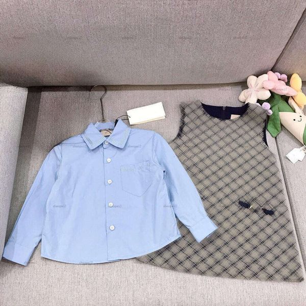 Luxury girls dress set Autumn child overskirt kids designer clothes Two-piece set Pullovers and Sleeveless design dress A088X03N202