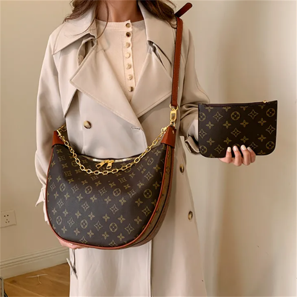 

2026 Designer Bag 2pcs Set Embossed Flower Women Crossbody Handbag Shoulder Bags Fashion Composite Ladys Clutch Tote Bag shopping Female Coin Purse wallet bag, Dark grey