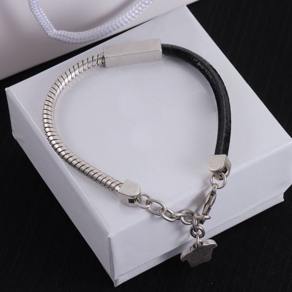 Fashion Men Boys Stainless steel Chain Link Bracelets Jewelry Gift Classic Sporty Genuine Leather Bracelets