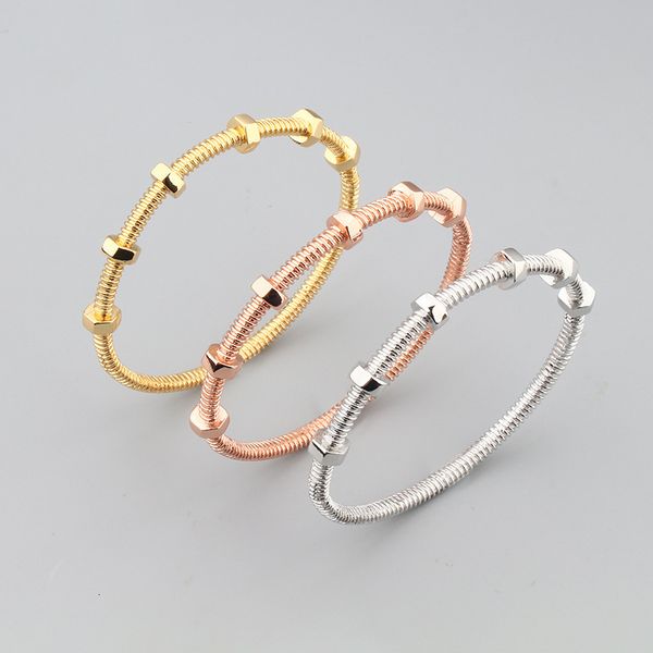 

New Ins Style Nut Personality Bracelet Ring for Men and Women Couple Plain Ring Copper Gold Plated Internet Celebrity