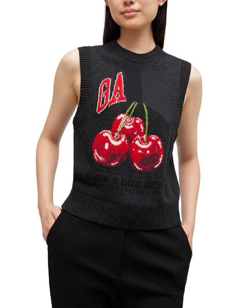 

25ss Autumn and Winter High Quality Designer Knitted Vests Parke New Trendy Letter Pattern Printed Round Neck Loose Wool Blend Casual Pullover Sweater Coats Tops tn, Rosybrown