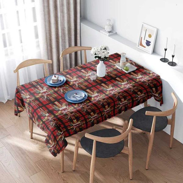 Waterproof Tablecloth Christmas Plaid Table Cover Holiday Dinner Party Decor Festive Red Green Table Topper Rectangle Tablecloth H251211