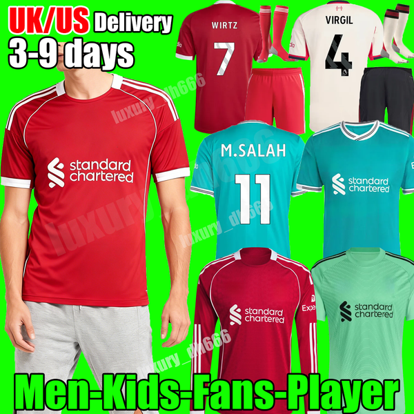 

4XL soccer jersey ISAK WIRTZ MAC ALLISTER SZOBOSZLAI SALAH lIVeRpOOL jersey 25 26 home away 3rd goalkeeper adult kids kit long sleeves lFc training football shirt Top, 25 26 gk1 adult