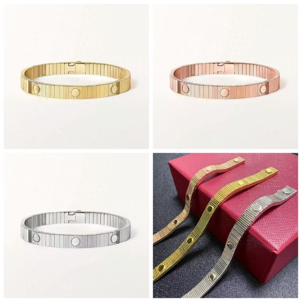 

8mm New Screw Bracelet Designer Fashion Striped Texture Bracelet 18K Gold Plated Bracelets for Women Men Snake Bone Bangle Classic Wedding Jewelry with Box Size16-19