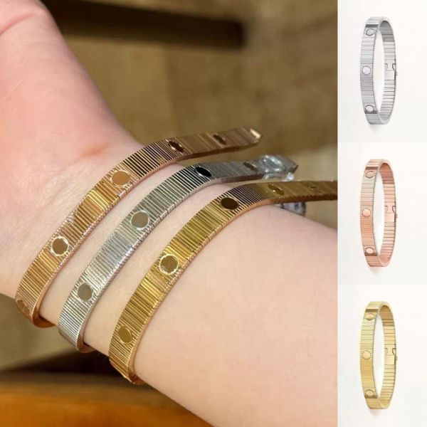 

Designer New Screw Bracelet 8mm Luxury Bracelet Striped Texture Classic Bangle 18K Gold Silver Plated for Women Men Wedding Jewelry with Box Size16-19