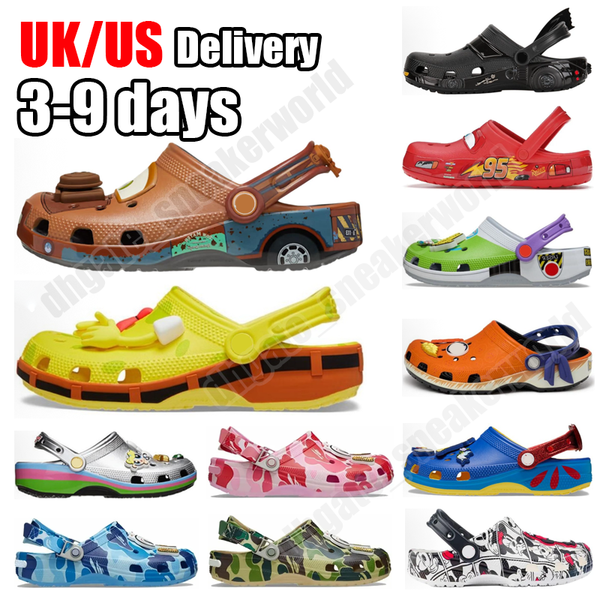 

Designer sandals slippers crcoshoes Men classic Black white orange purple grey blue yellow women Slides Sandal Shoes summer Bathroom Beach sandale size M4-M11, Watermelon