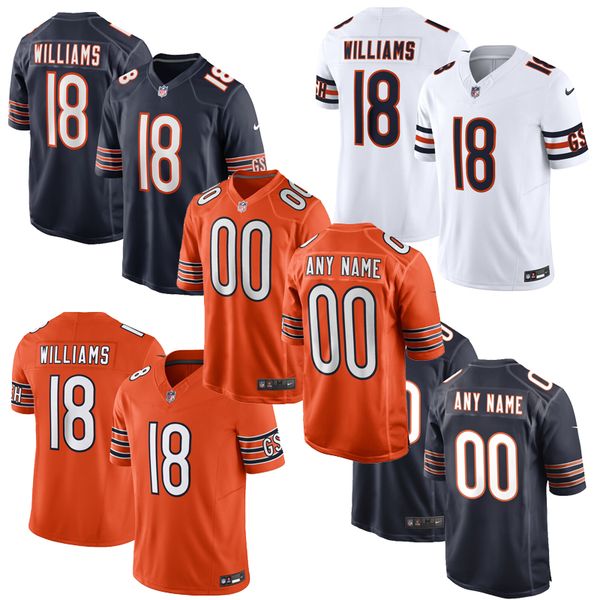 

Custom Football Jerseys 18 Caleb Williams Rome Odunze Walter Payton Colston Loveland D.J. Moore, Orange