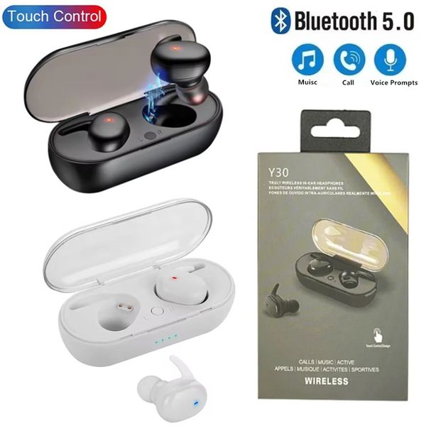 Y30 TWS Wireless Blutooth 5.0 Earphones Noise Cancelling Headset HiFi 3D Stereo Sound Music Earbuds Headphones For Sports Esports Gaming Android IOS Smart Phones