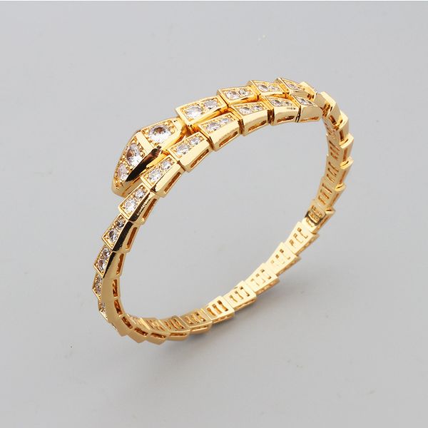 

Baojia Gold Spring Inlaid Zircon Adjustable Thin Snake Bracelet Snake Bone Rose Gold Fashion Ring Bracelet